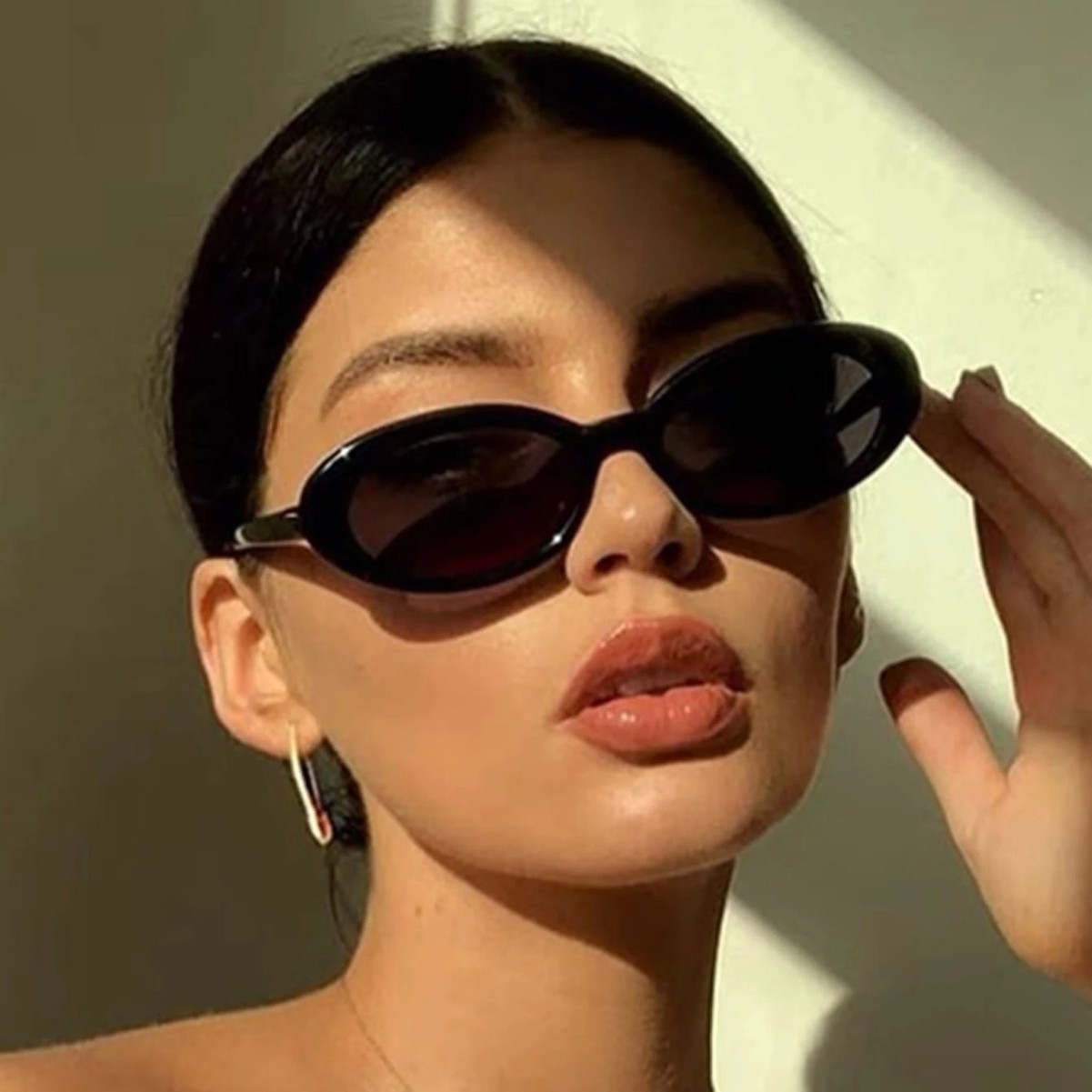 Europa y los Estados Unidos transfronterizos nuevas gafas personales de marco elíptico de tendencia callejera hip-hop gafas de sol para conducir gafas de sol