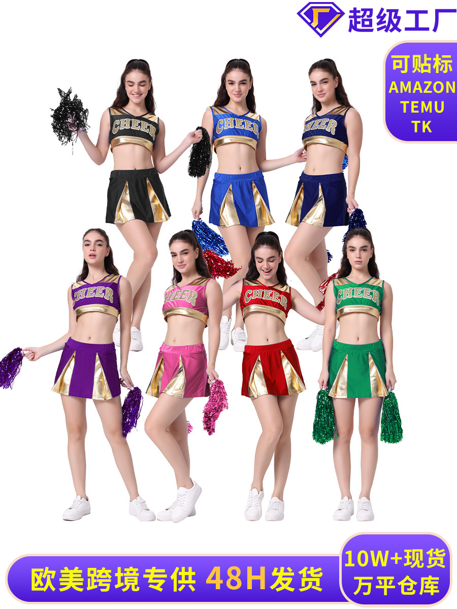 Venta caliente transfronteriza porristas cos danza traje de actuación competencia porristas traje de falda corta para mujer image 1