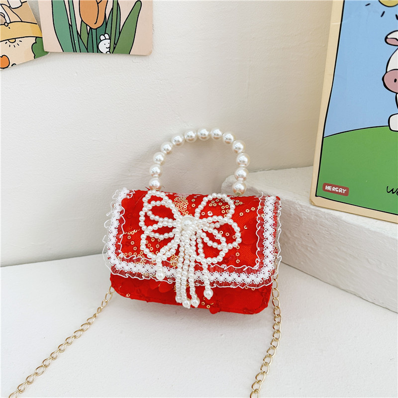 Nuevo rojo niñas nuevo año bolsa lindo arco princesa bebé bolso niña moneda monedero bolso de hombro