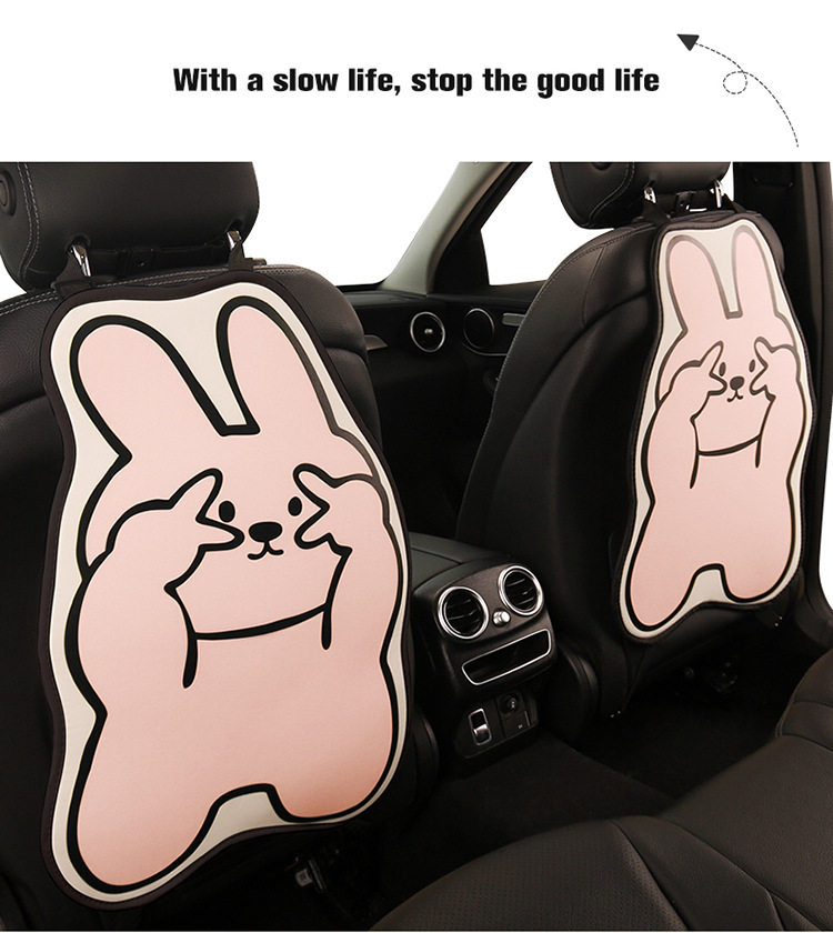 Bieye Little Rabbit Puppy Anti-Kick Pad Car Seat Back Anti-Stain Anti-Scratch Pad Cartoon Cute All-Season Universal Pu Protection