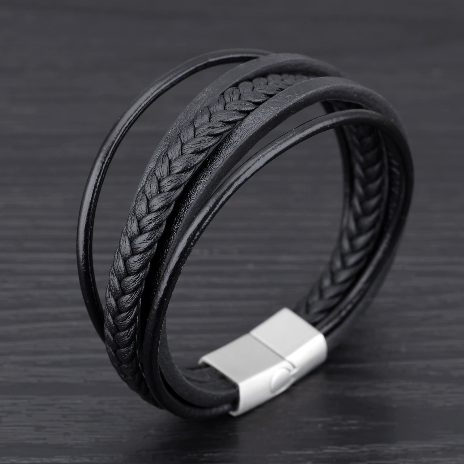 Кожан bracelet из нержавеющей стали, переплетённая аксессуар, европейский стиль, оптом