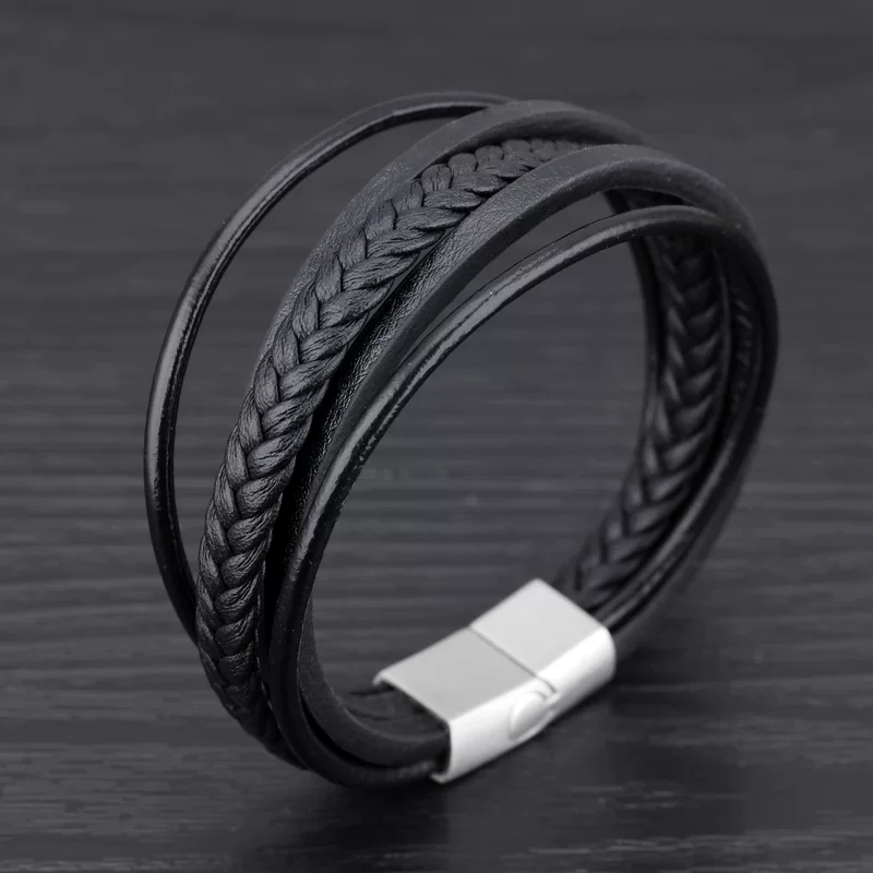 Кожан bracelet из нержавеющей стали, переплетённая аксессуар, европейский стиль, оптом