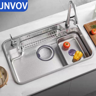 Kitchen Sink Large Single Bowl Stainless Steel 304 Dishwashing Sink Countertop Top and Bottom Nano Handmade Function