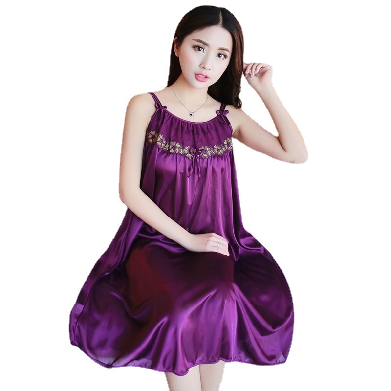 2023 camisón de seda de hielo de verano para mujer delgada y sedosa seda de hielo de mediana edad sexy suave cómodo pijamas para mujer ropa de hogar