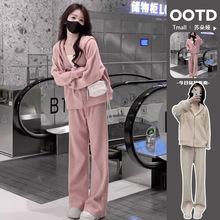 大码女装秋季冬小洋气休闲设计两件套遮肉显瘦卫衣运动套装女胖mm