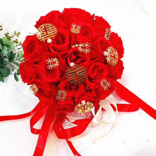 Bride's artificial rose bouquet, artificial artificial bouquet for photography, wedding props, wholesale Chinese style clothing