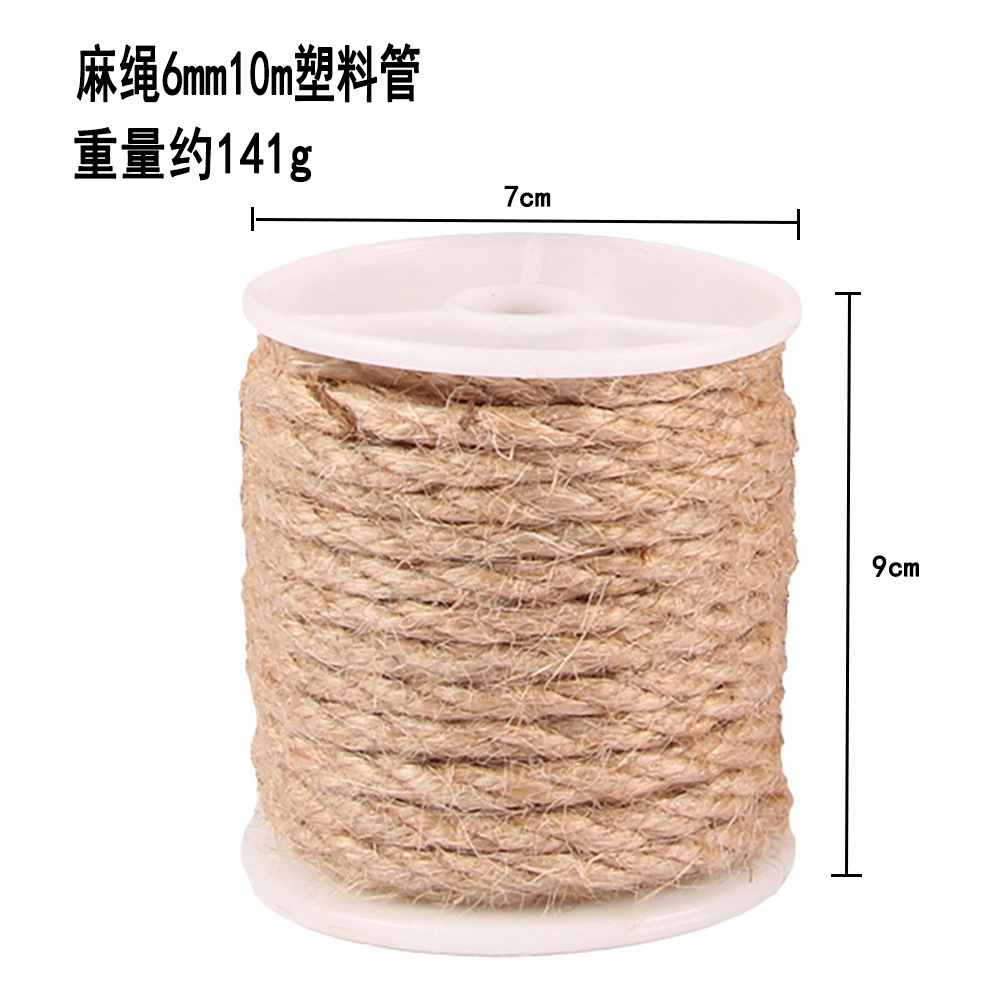 Cuerda de cáñamo de protección del medio ambiente, cuerda hecha a mano de bricolaje, decoración, embalaje, etiqueta, cuerda de cáñamo 1mm-20mm, varias especificaciones de grosor