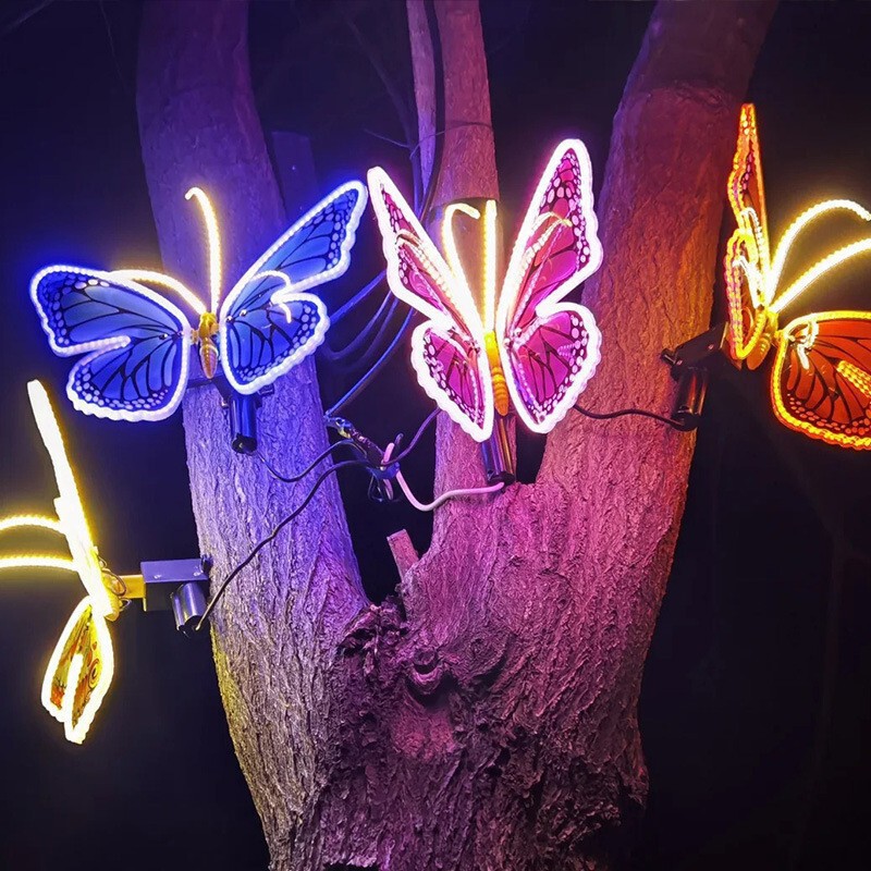 Led Luminous Dynamic Butterfly Light Outdoor Waterproof Landscape Light Scenic Area Night Tour Electric Christmas Tree Simulated Butterfly Light