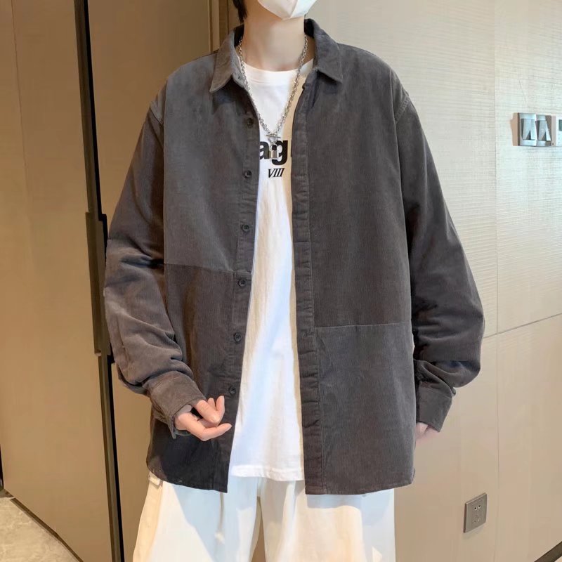 2024 nueva moda camisa de manga larga para hombres otoño 2024 nueva pareja camisa chaqueta camisa de pana