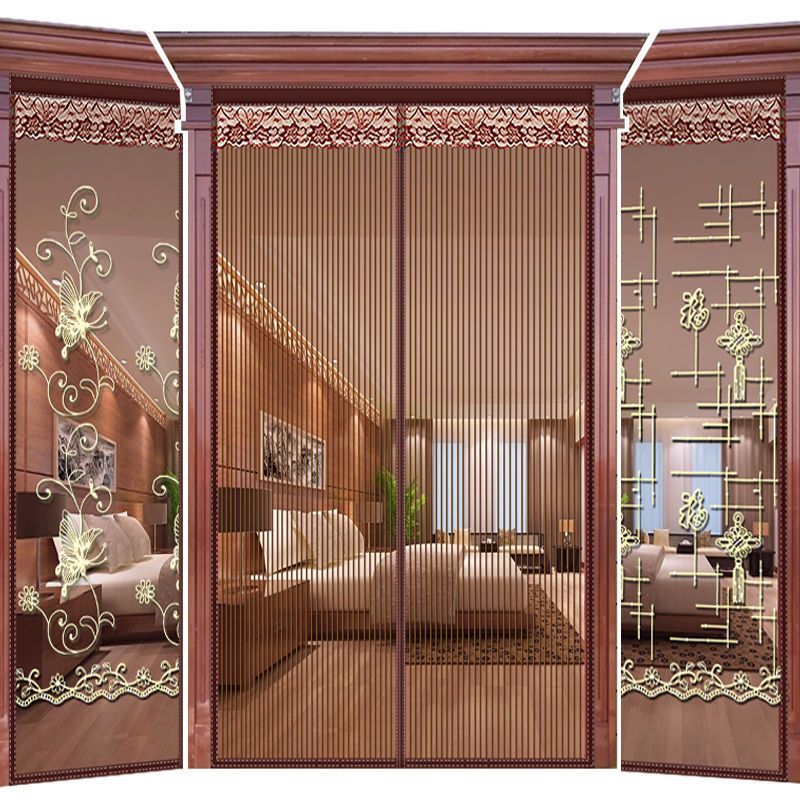 King Kong Mesh Chinoiserie Thickeneded Anti-Mosquito Door Curtain Summer Gauze Door Curtain Magnetic Self-Priming Bedroom Door Household Fly-Proof