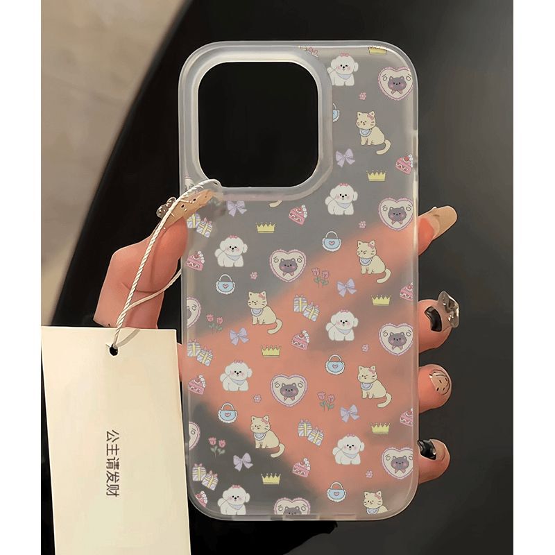 Love Cats and Dogs Suitable for Iphone17 Apple 16 Women's Mobile Phone Case 13 Promax Cartoon 14 Transparent 12