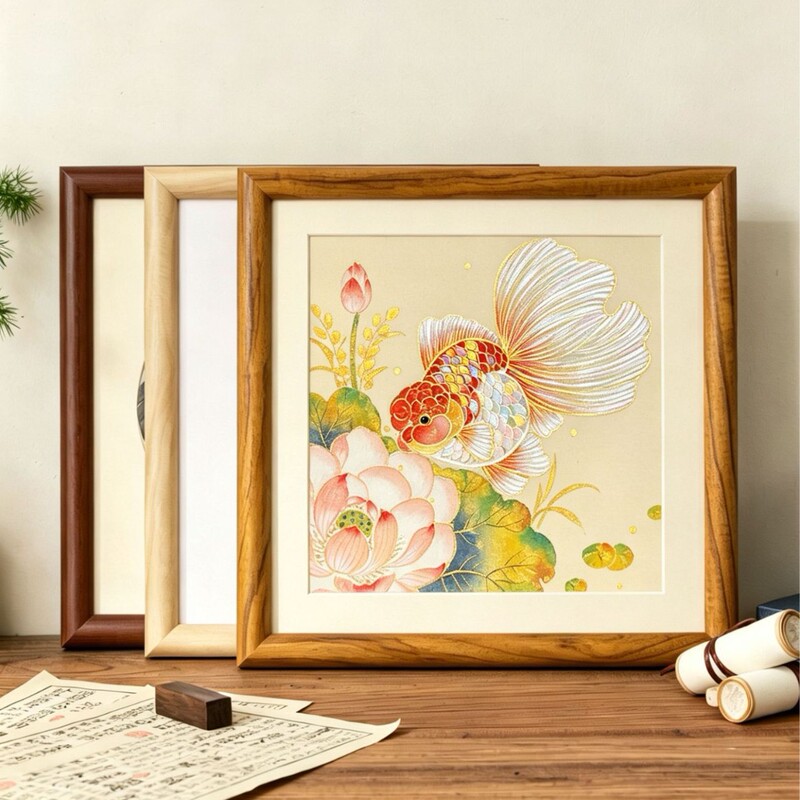New Chinese-Style Painting Frame, Framed Photo Frame, Wall Decoration, Calligraphy and Painting, Square Cross-Stitch Outer Frame, Custom Picture Frame New Chinese-Style Painting Frame, Framed Photo Frame, Wall Decoration, Calligraphy and Painting, Square Cross-Stitch Outer Frame, Custom Picture Frame