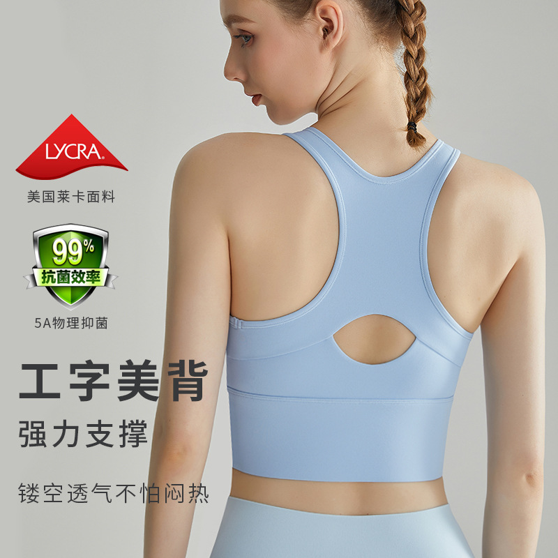 LAHN frontal zipper ropa interior deportiva femenina antichoque de alta intensidad acondicionamiento físico correr fija copa chaleco chaleco de yoga