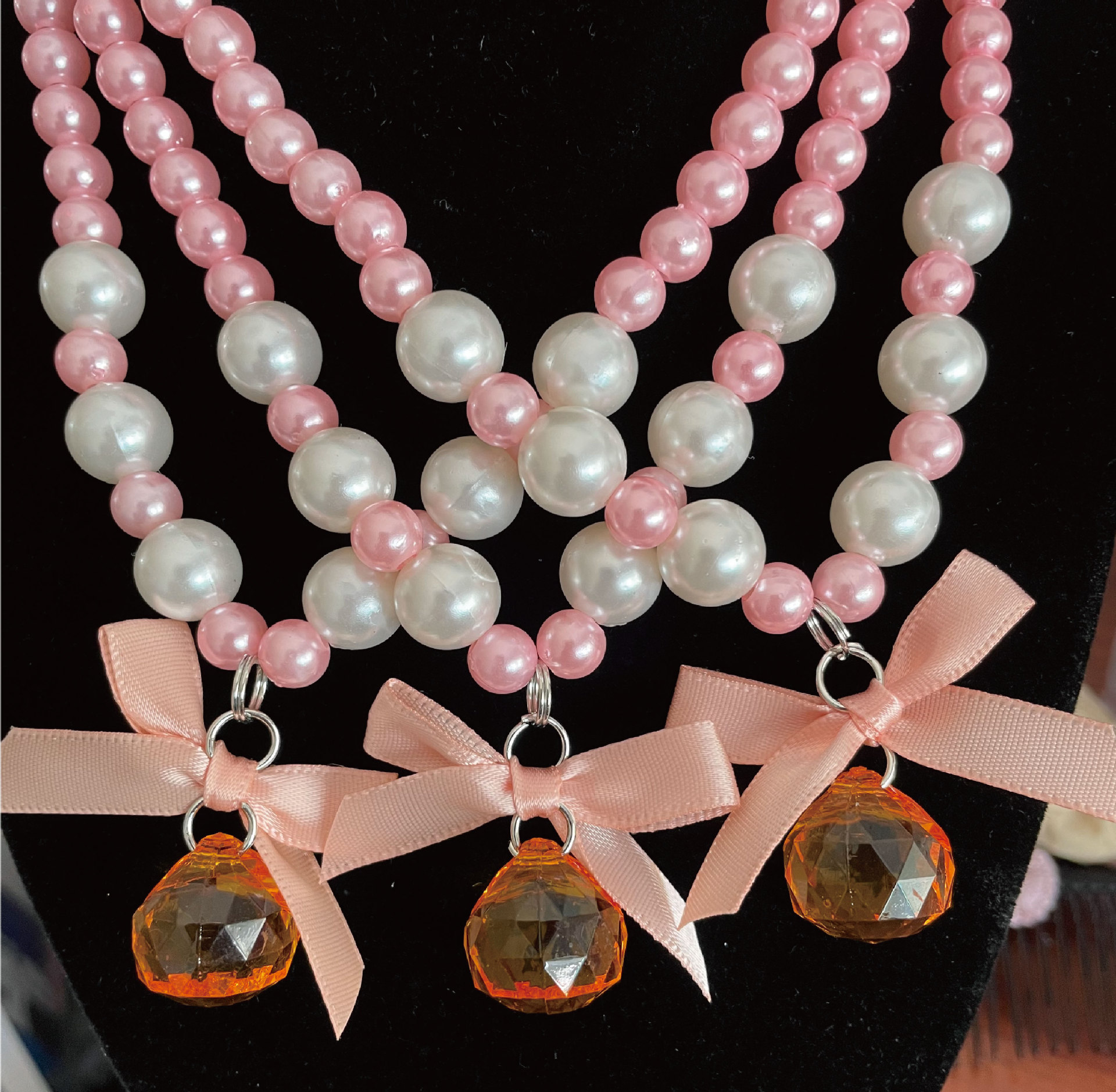 橘色地球珠项链-03