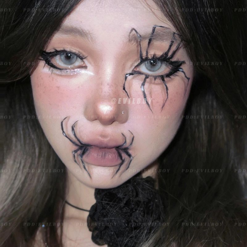 Halloween Horror Spider Makeup Color Tattoo Sticker Washable Disposable Dark Spider Feet Hot Girl Face Sticker