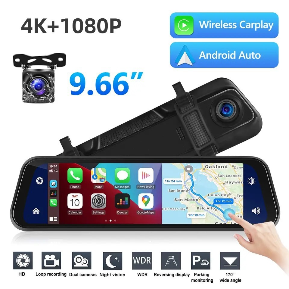 Cross-Border Driving Recorder 10.26inch Car Carplay Bluetooth Projection Screen 4K High-Definition Dual Recording Center Console Android