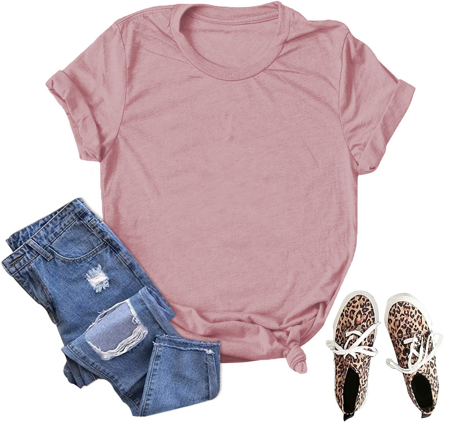 En stock Comercio exterior al por mayor transfronterizo de color sólido en blanco suelta más tamaño manga corta Camiseta hombres y mujeres mismo deseo de Amazon image 15