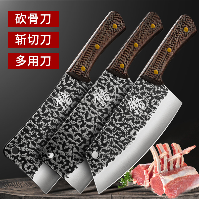 Longquan cuchillo de cocina doméstico súper rápido afilado cocinero conjunto de corte de carne forjado corte de corte de doble uso cuchillo de acero inoxidable Otros