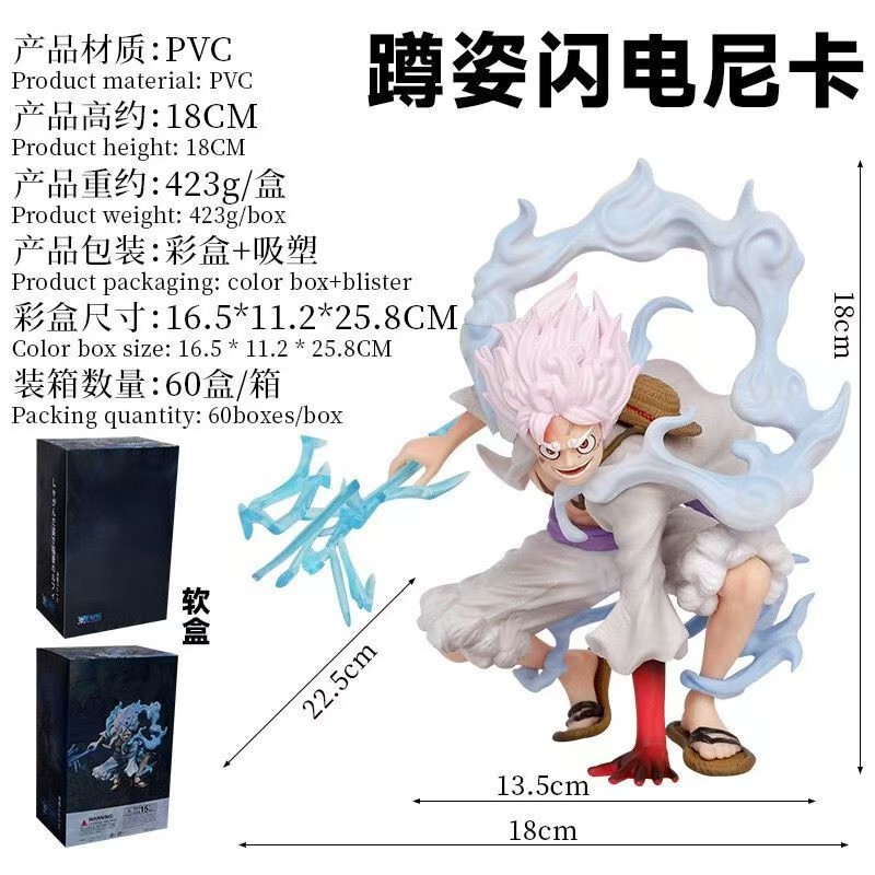 One Piece Sun God Nika Lufei Squatting Position Lightning Second Gear Fruit Awakening Animation Hand-made Model Ornaments Wholesale