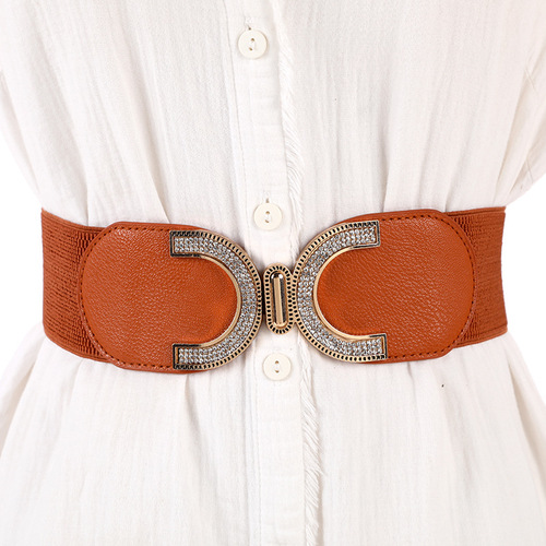 Wholesale Manufacturer Women's Stretch Elastic Wide Belt New Versatile Fashion Down Jacket Black Waist Seal Belt