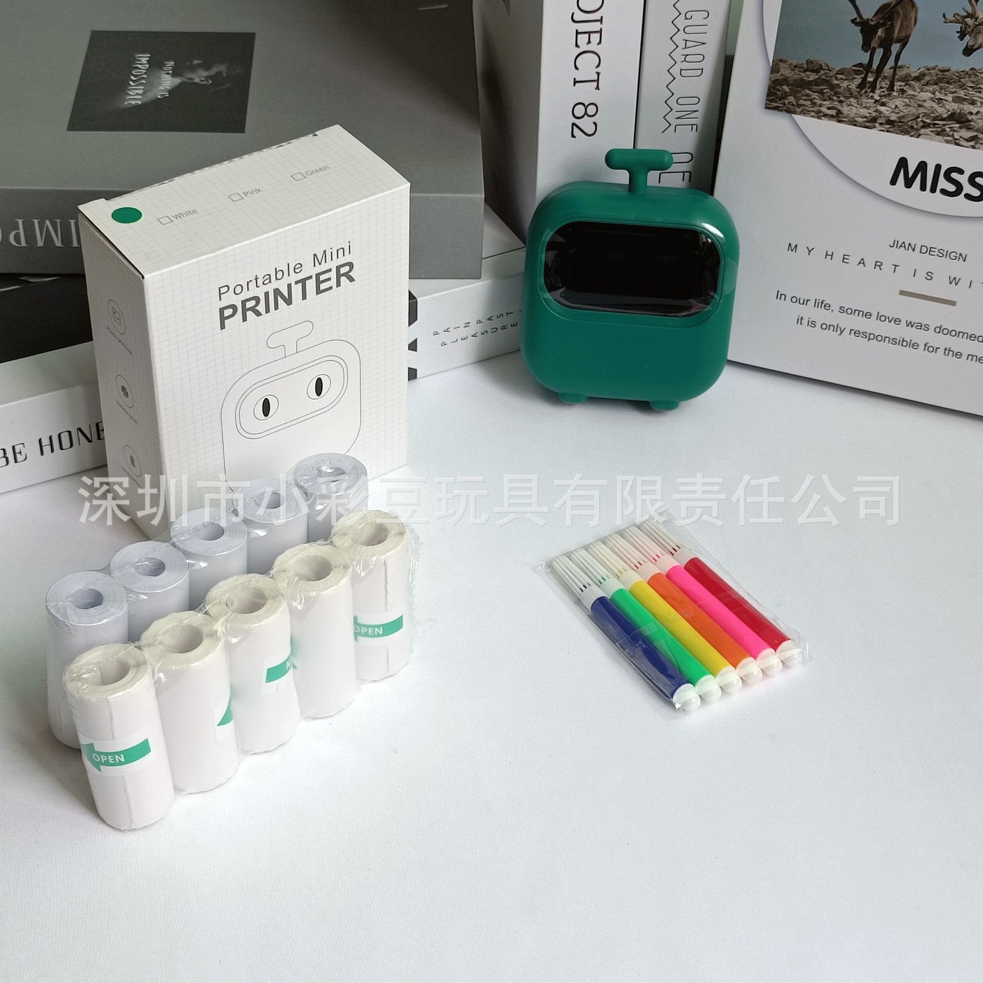 X2 녹색 + 감열지 5개 + 접착지 5개 + 색펜