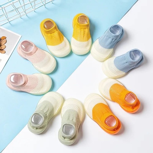 Baby shoes soft bottom anti-slip infant learning to walk shoes summer ice silk breathable sandals for boys and girls, with floor socks shoes