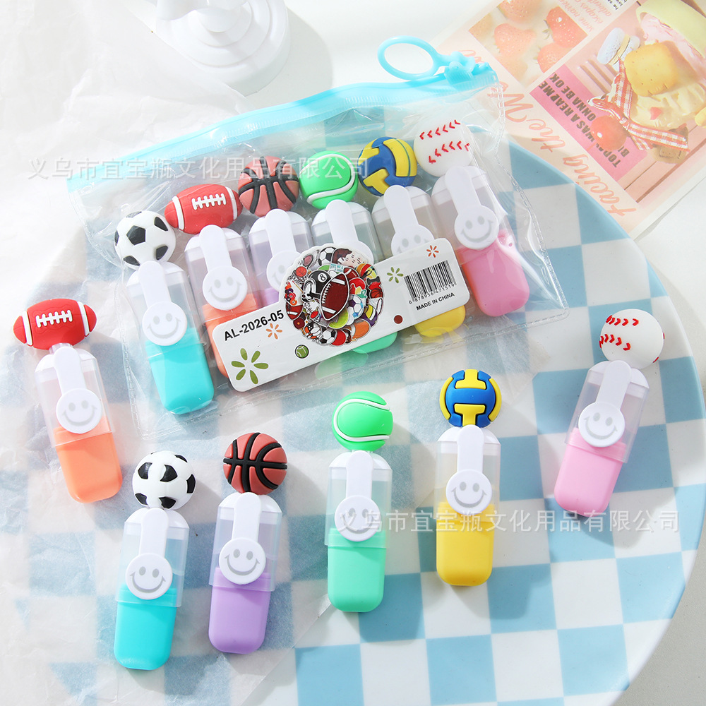 Mini bolsa de dibujos animados resaltador ins de marcado clave de alto valor 6 color juego de bricolaje lindo bolígrafo de color de graffiti