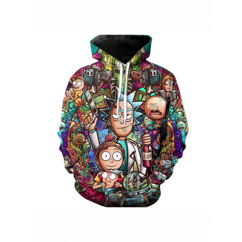 Pod Cross-Border New American Comic Series Hoodie 3D Digital Printing Rick and Morty Printed Casual Sweatshirt for Men