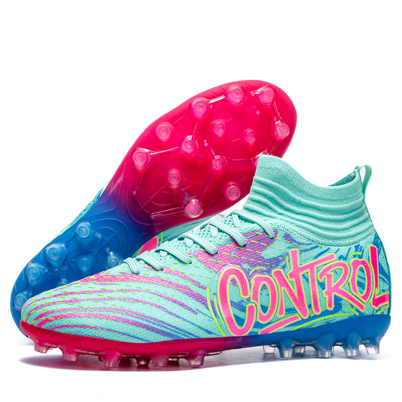 Tenis de Fútbol de Cuello Alto TF con Tacos de Goma de TPU y Cuero Sintético Ligero para Césped Sintético y Natural