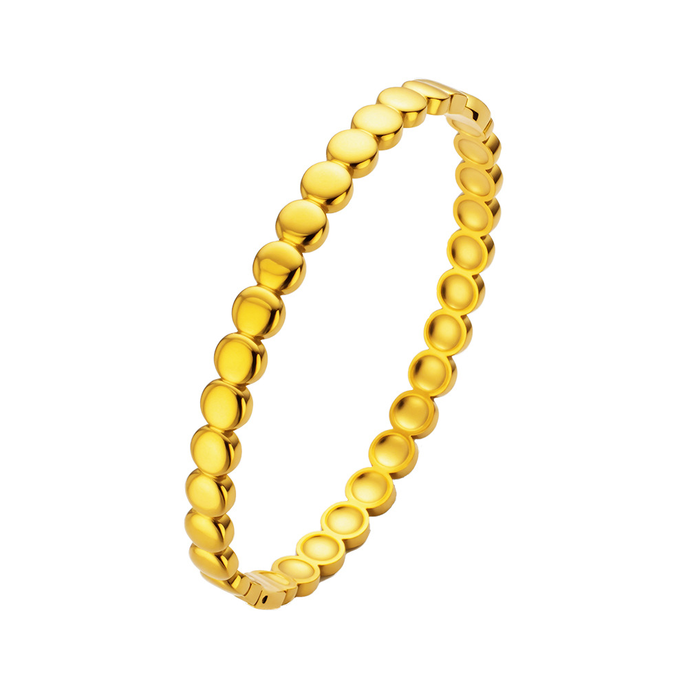 Titanium Steel Bamboo Shaped Micro Inlaid Bracelet Simple Light Luxury Trendy Stainless Steel Bangle Jewelry_voghion.com