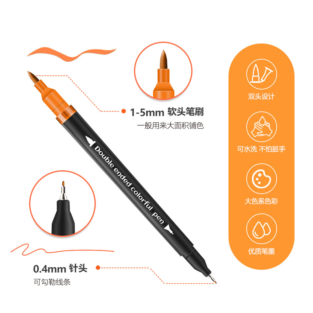 120 color doble cabeza acuarela bolsas de tela negra acuosa marcador conjunto de pincel de dibujo de línea de gancho profesional de arte mayorista