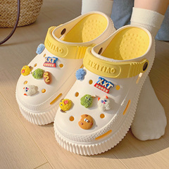 Fashionable three-dimensional cartoon soft-soled Baotou clogs thick-soled heightening outdoor women's summer seaside beach sandals