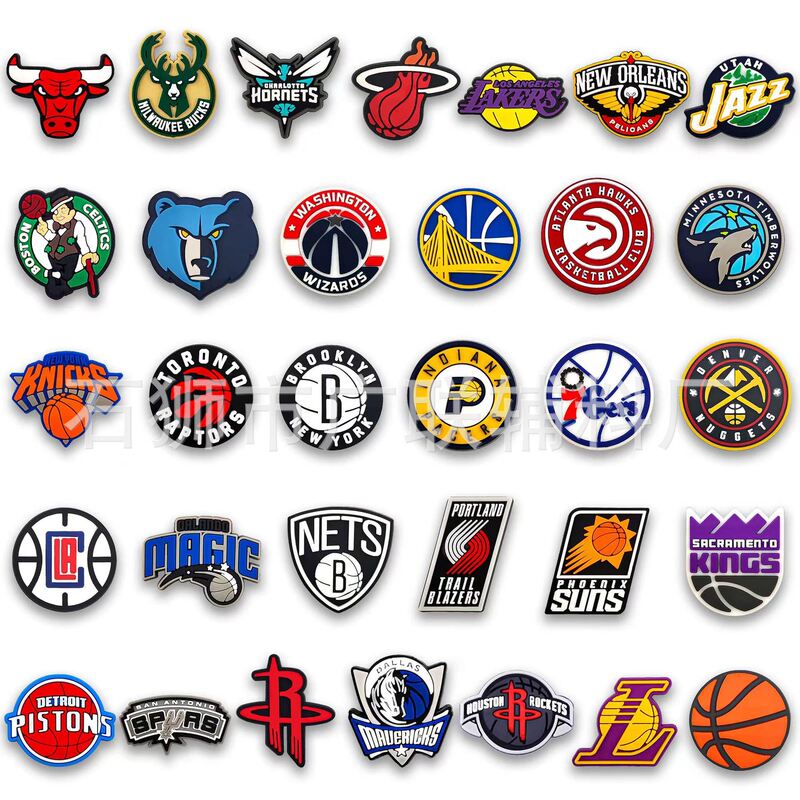 [NBA team LOGO] hole shoes wrist strap decorative buckle drop plastic shoe buckle shoe flower cross-border hot sale