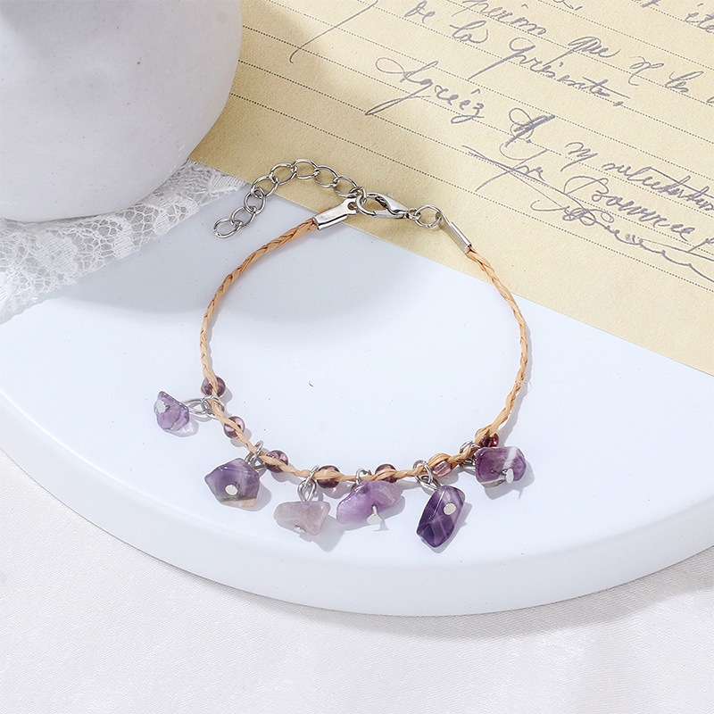 Ethnic Style Geometric Straw Knitting natural stone Bracelets