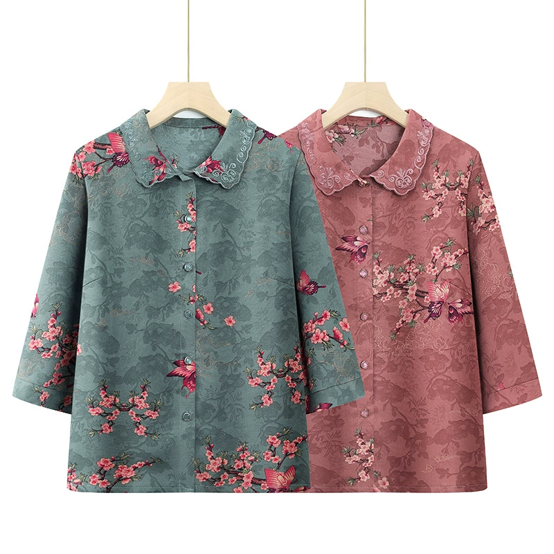 Новая старая леди летняя рубашка с семью рукавами, свободная средняя и пожилая мама, свободная повседневная женская топ