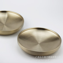 西塔烤肉韩式烤肉钛金不锈钢碟子双层焊底盘子 酱料碟烤肉碟子