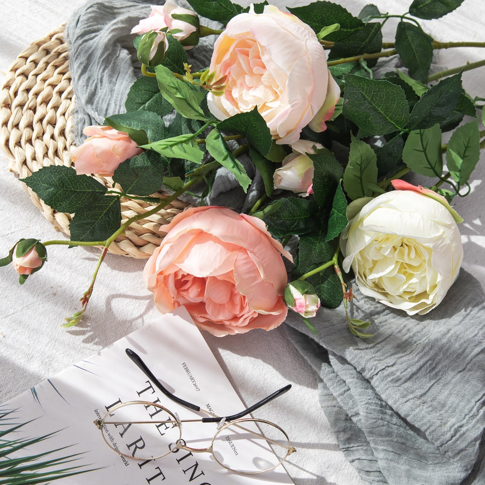 仿真花玫瑰單枝廠家外貿家庭裝飾婚慶手捧花路引花牆假花DY1-1404