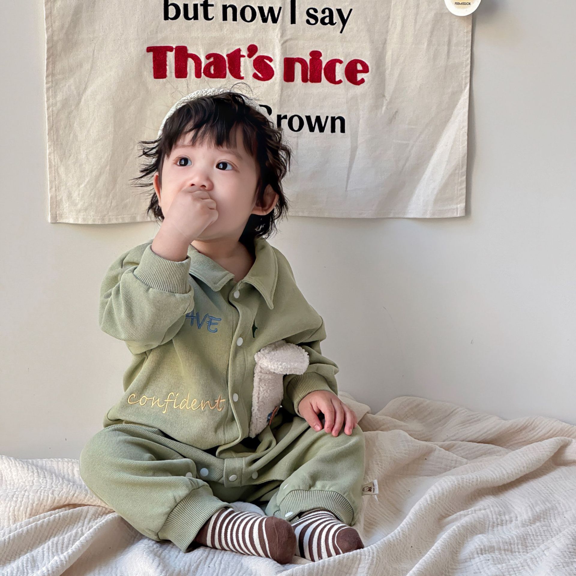 Ropa para niños coreanos mono para bebés ins ropa para bebés Clase A 0-3 años ropa de otoño para bebés de luna llena ropa para bebés