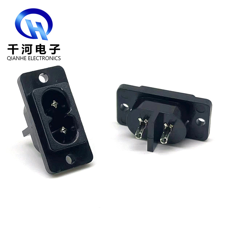 AC插座八字电源插座空心针带耳朵卡式8字公座两孔嵌入式八字尾座