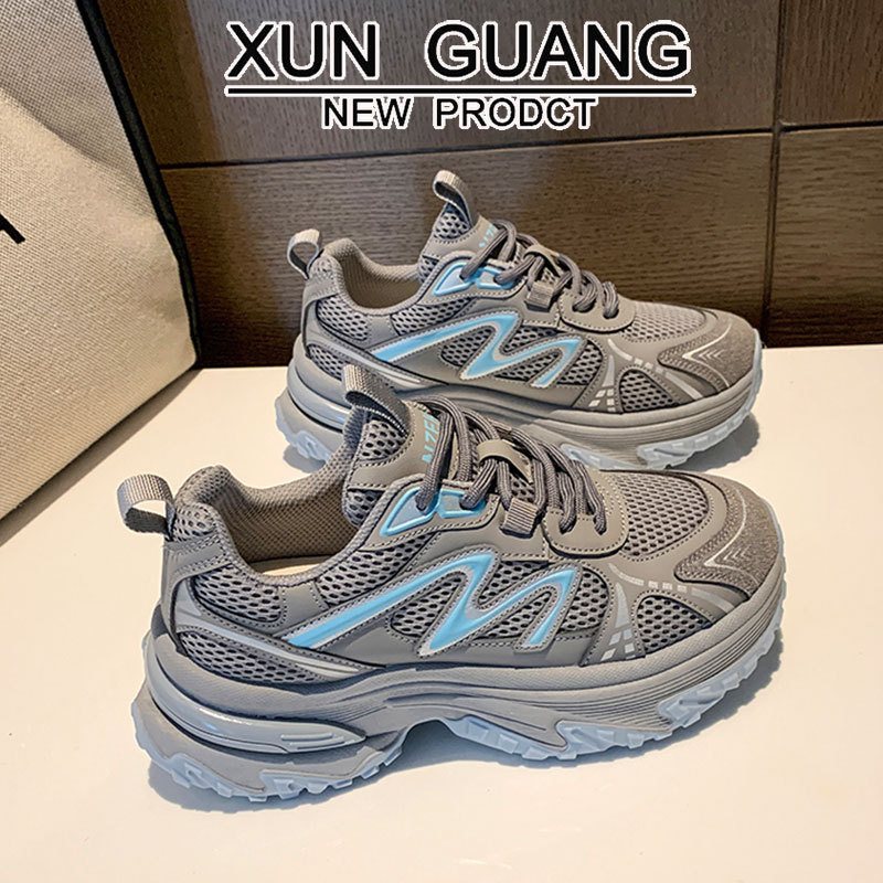 真皮厚底网面老爹鞋女鞋2025秋季新款时尚百搭增高休闲运动鞋女款|undefined