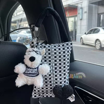 Car tissue box/set — Dog Car Paper Box Car - no-specifications-black-and-white-rhombus-sweater-west-highland-small-glasses-black-and-white-tissue-bag