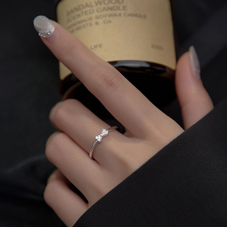 S925 Silver Bow Zircon Ring