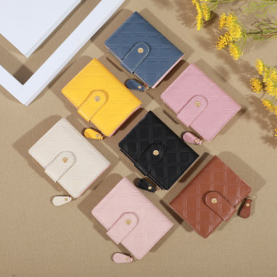 2025 Korean Style New Simple Rhombic Zipper Hasp Fashion Vertical Short Wallet Wallet Small Sachet for Students