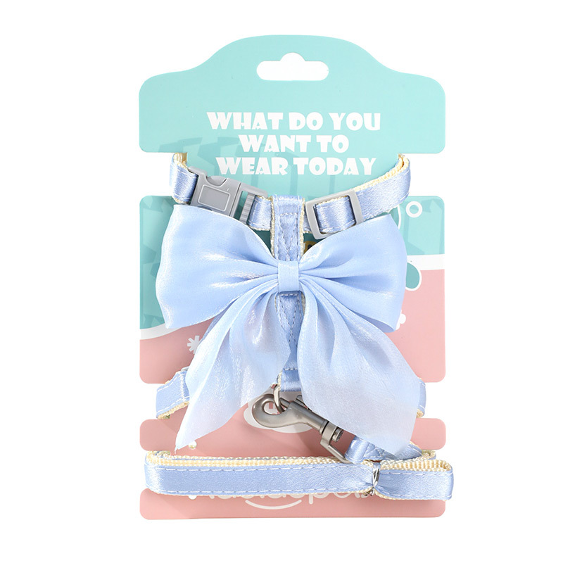 Nueva seda brillante gran arco gato en forma de I cuerda de tracción gato ajustable gato anti-nylon correa de pecho