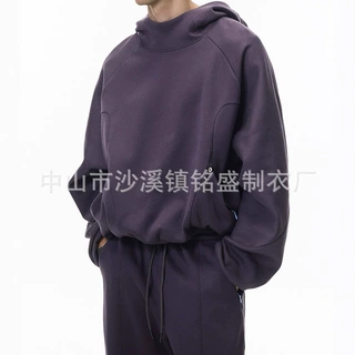 秋季男士连帽卫衣宽松大码加厚纯色街头风男装卫衣潮牌外套定制
