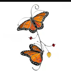 跨境直供蝴蝶蜻蜓彩繪玻璃風鈴掛飾 手繪透光風鈴工藝品 廠家批發