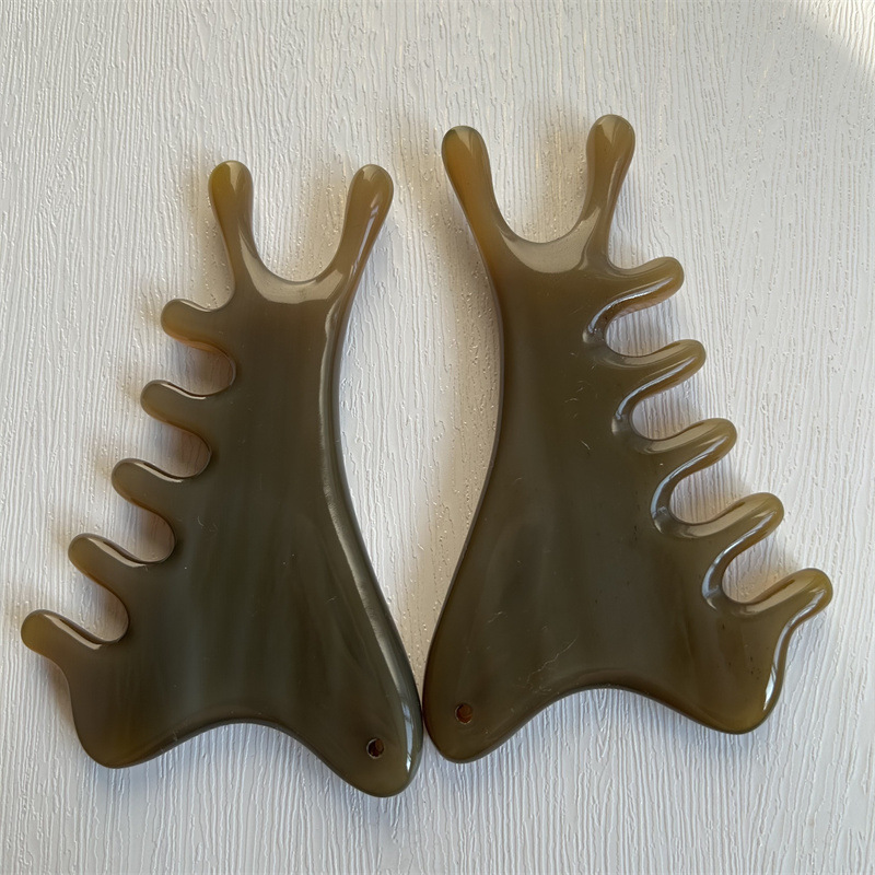 Yak Horn Massage Comb Four in One Head Scalp Meridian Comb for Wellness Massage 7x11 cm key features