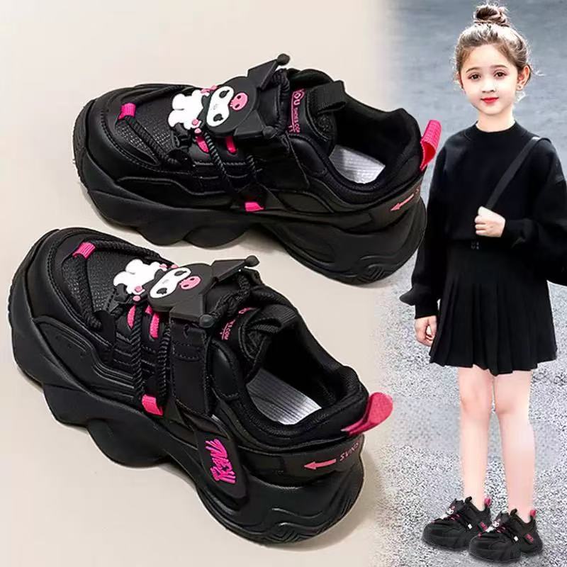 Kuromi Dirty-Resistant Girls' Shoes 2025 New Autumn Black Children's Sports Shoes Breathable Girls' Dad Shoes Soft Sole