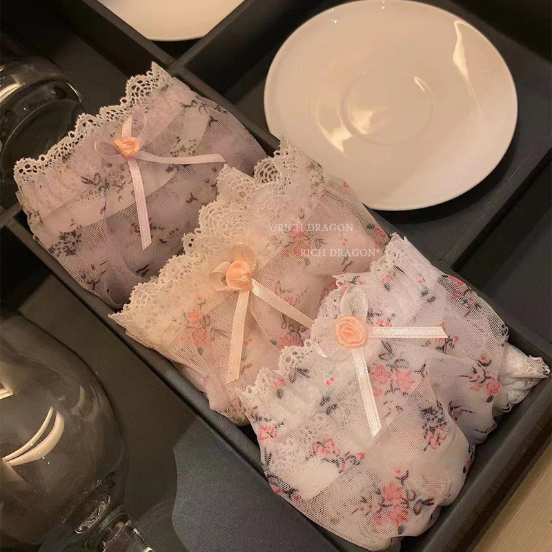 WeChat hot-selling Monet Garden underwear women's first love feeling Japanese mesh floral Xiaoqing new mid-low waist underwear