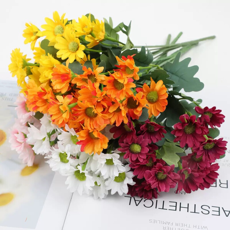 小清新仿真花7叉21花洋甘菊小雏菊假花田园家居户外装饰花束花艺|undefined